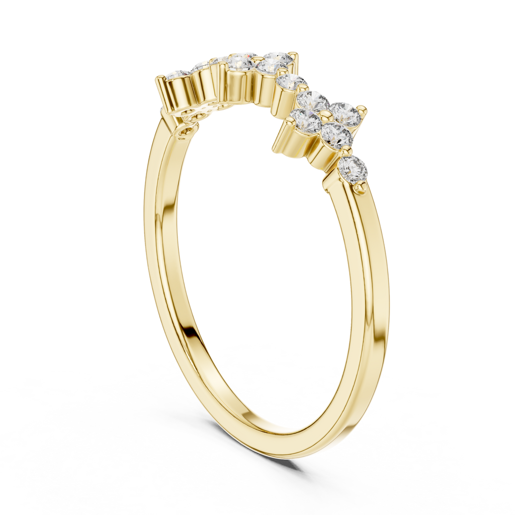 Floral Diamond Cluster Ring in Sterling Silver