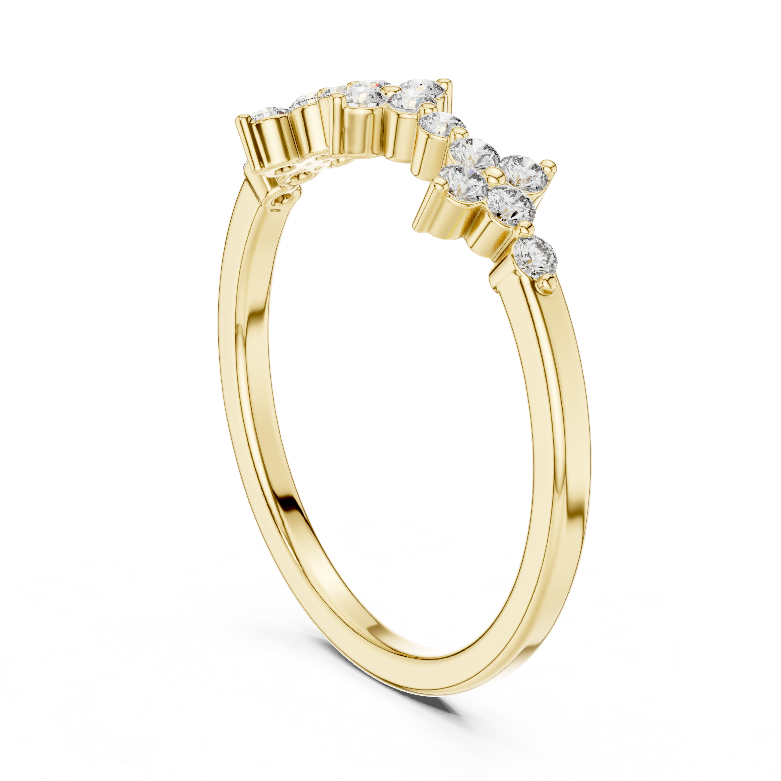 Floral Diamond Cluster Ring in Sterling Silver