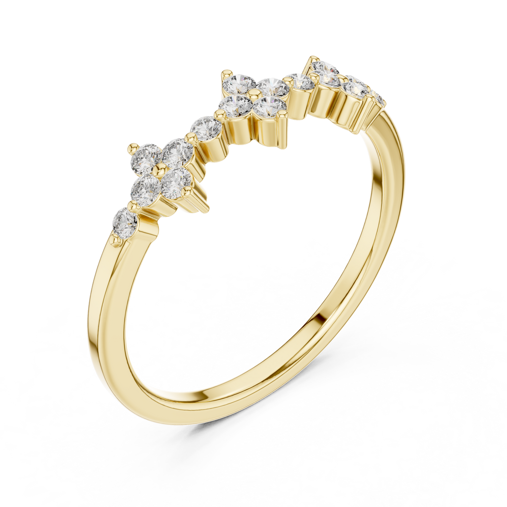 Floral Diamond Cluster Ring in Sterling Silver