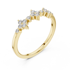 Floral Diamond Cluster Ring in Sterling Silver