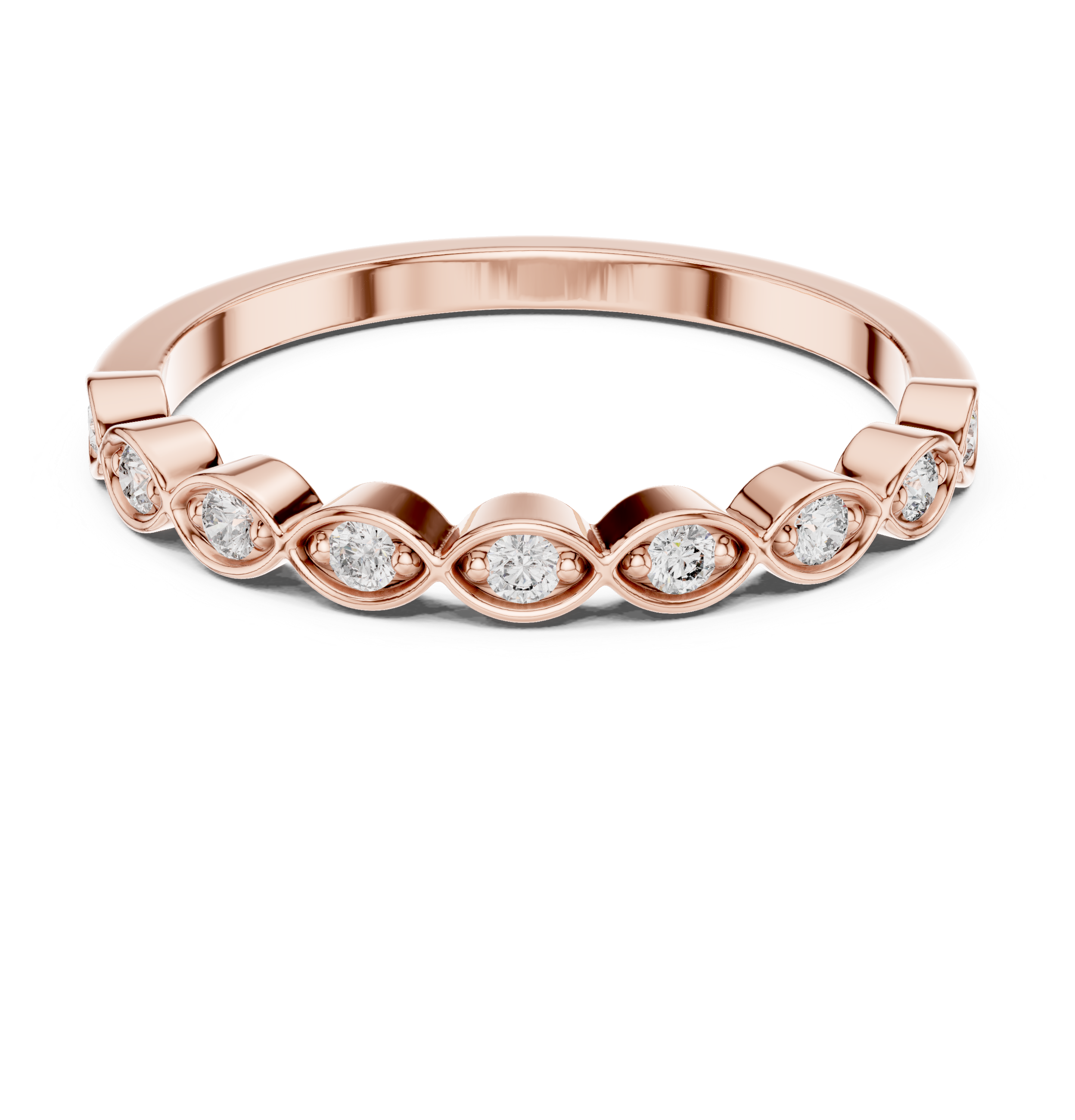 Alternating Diamond Eternity Band Ring in Sterling Silver
