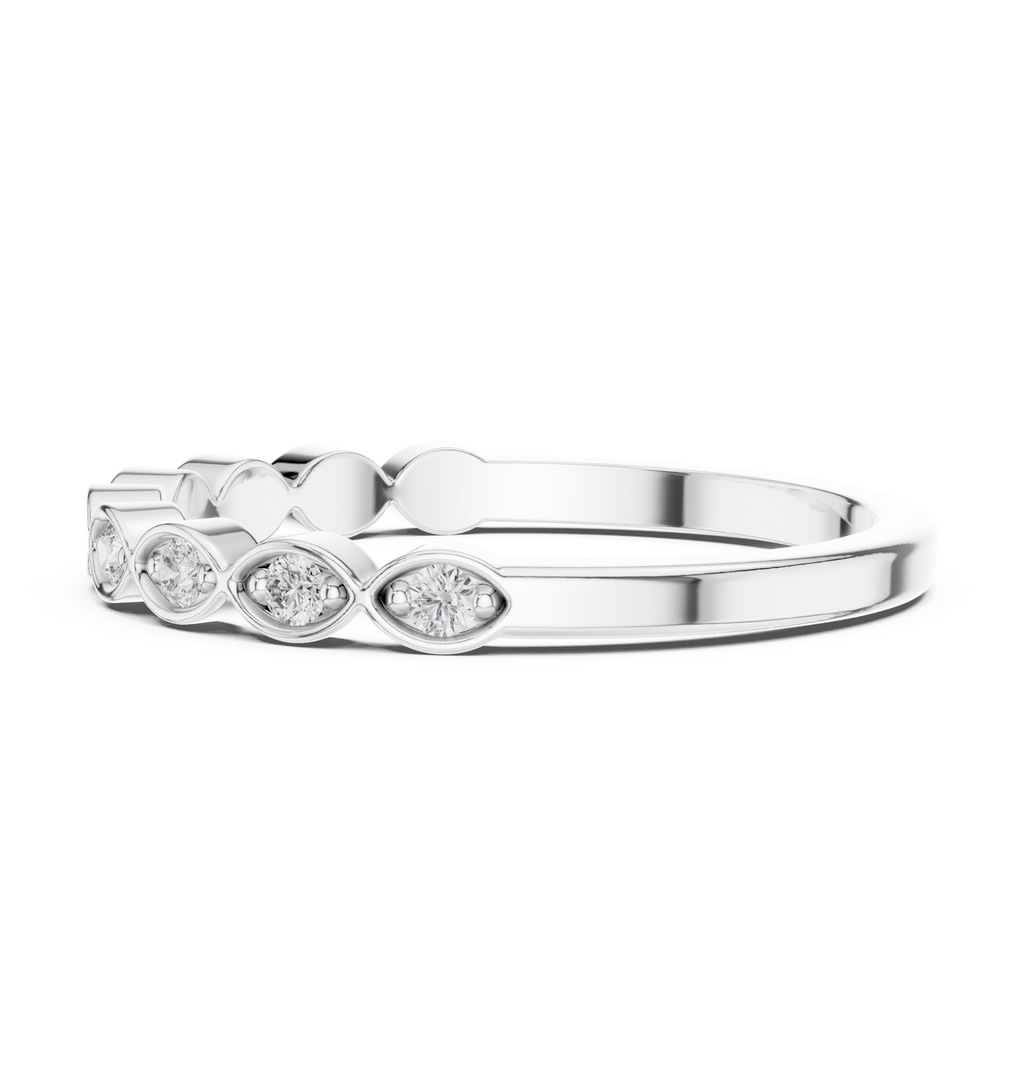 Alternating Diamond Eternity Band Ring in Sterling Silver