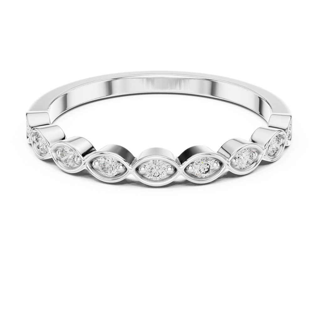 Alternating Diamond Eternity Band Ring in Sterling Silver