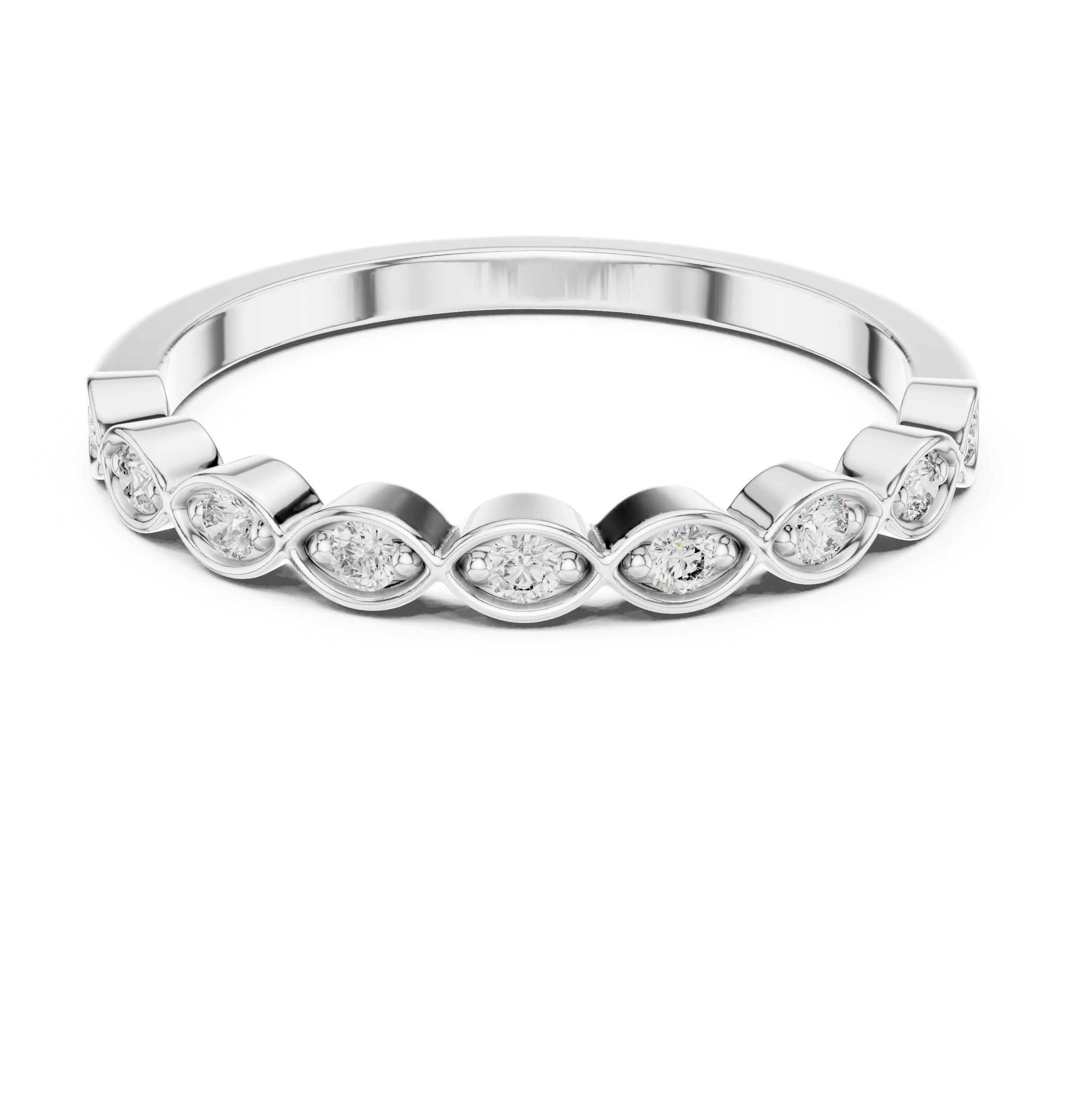 Alternating Diamond Eternity Band Ring in Sterling Silver