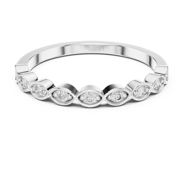Alternating Diamond Eternity Band Ring in Sterling Silver