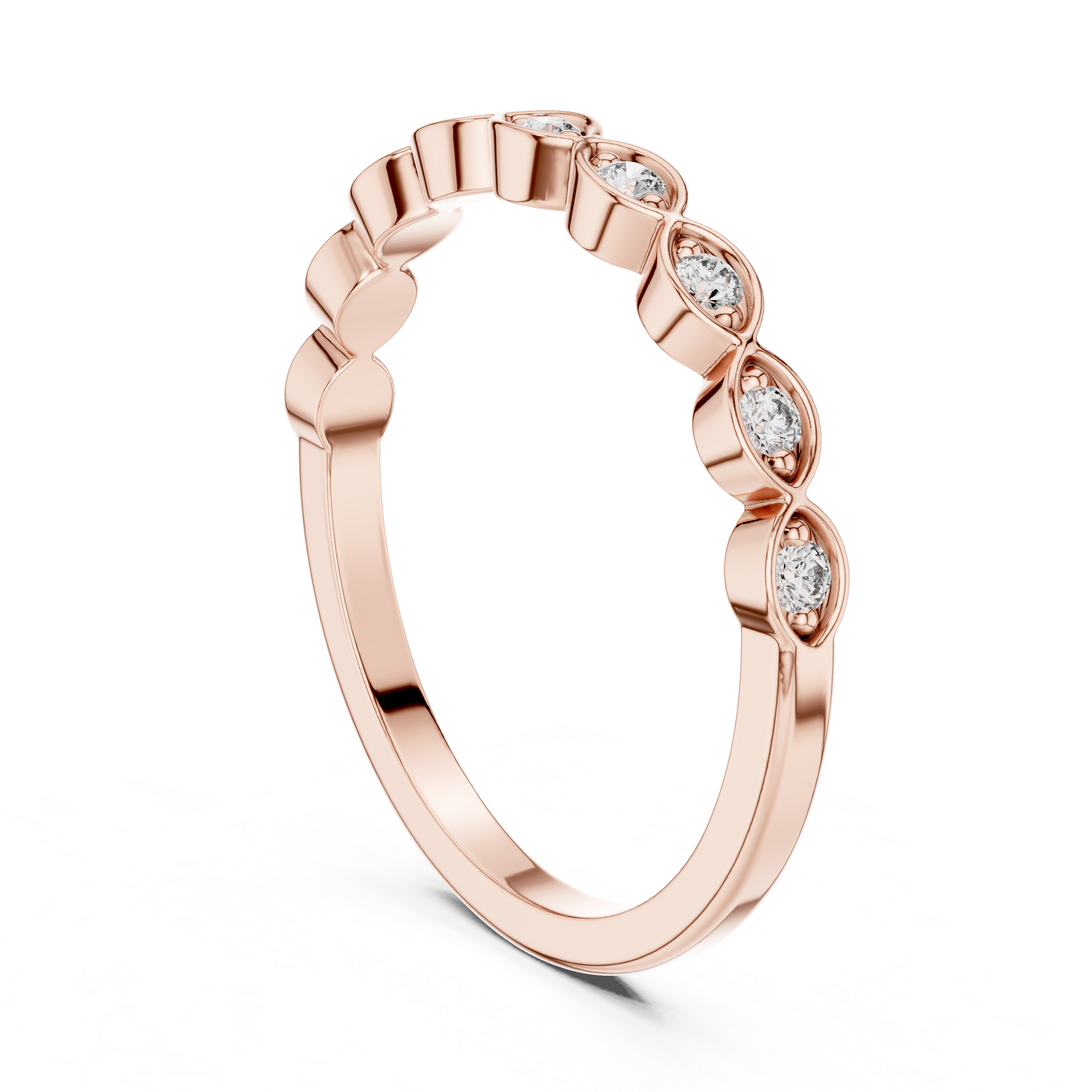 Alternating Diamond Eternity Band Ring in Sterling Silver