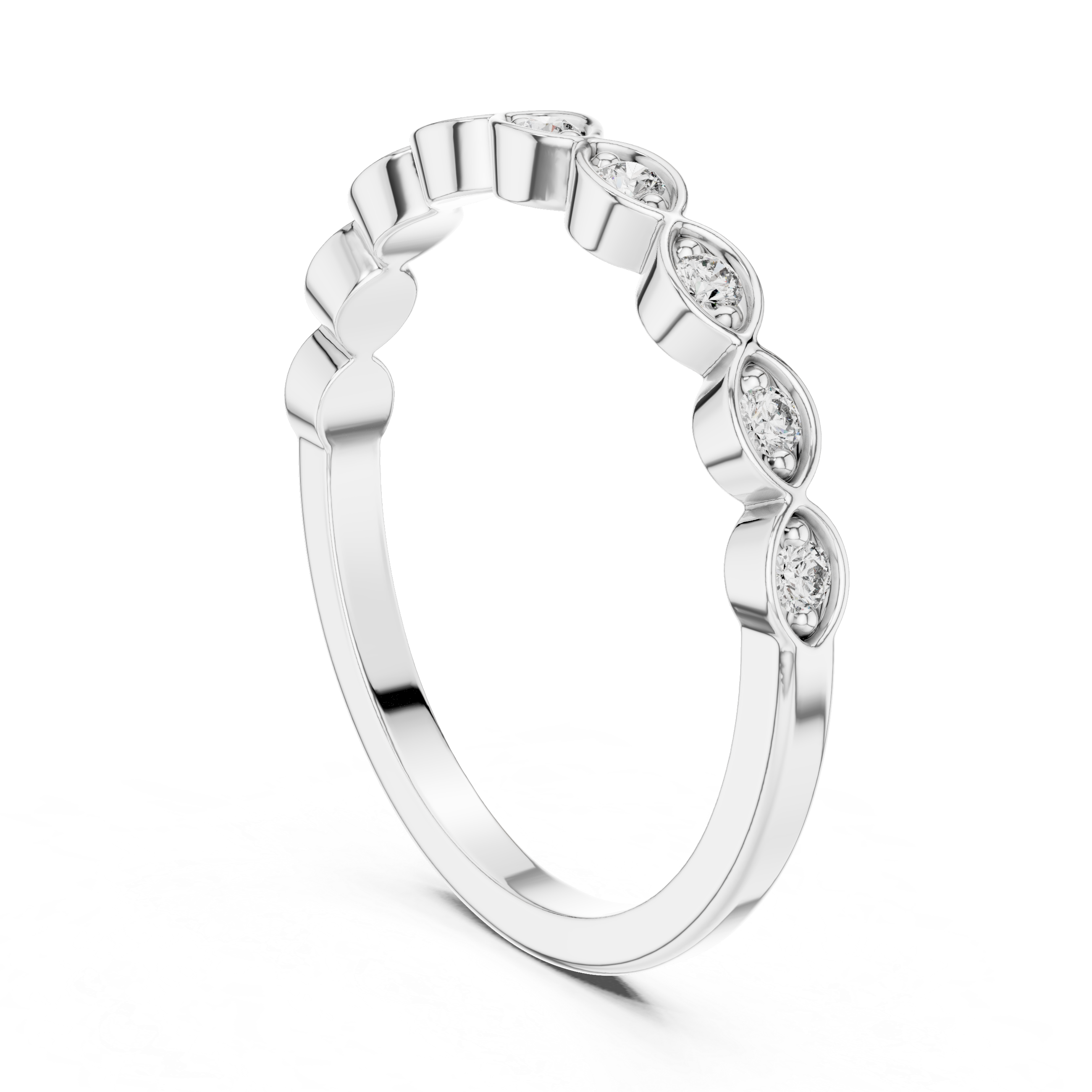 Alternating Diamond Eternity Band Ring in Sterling Silver