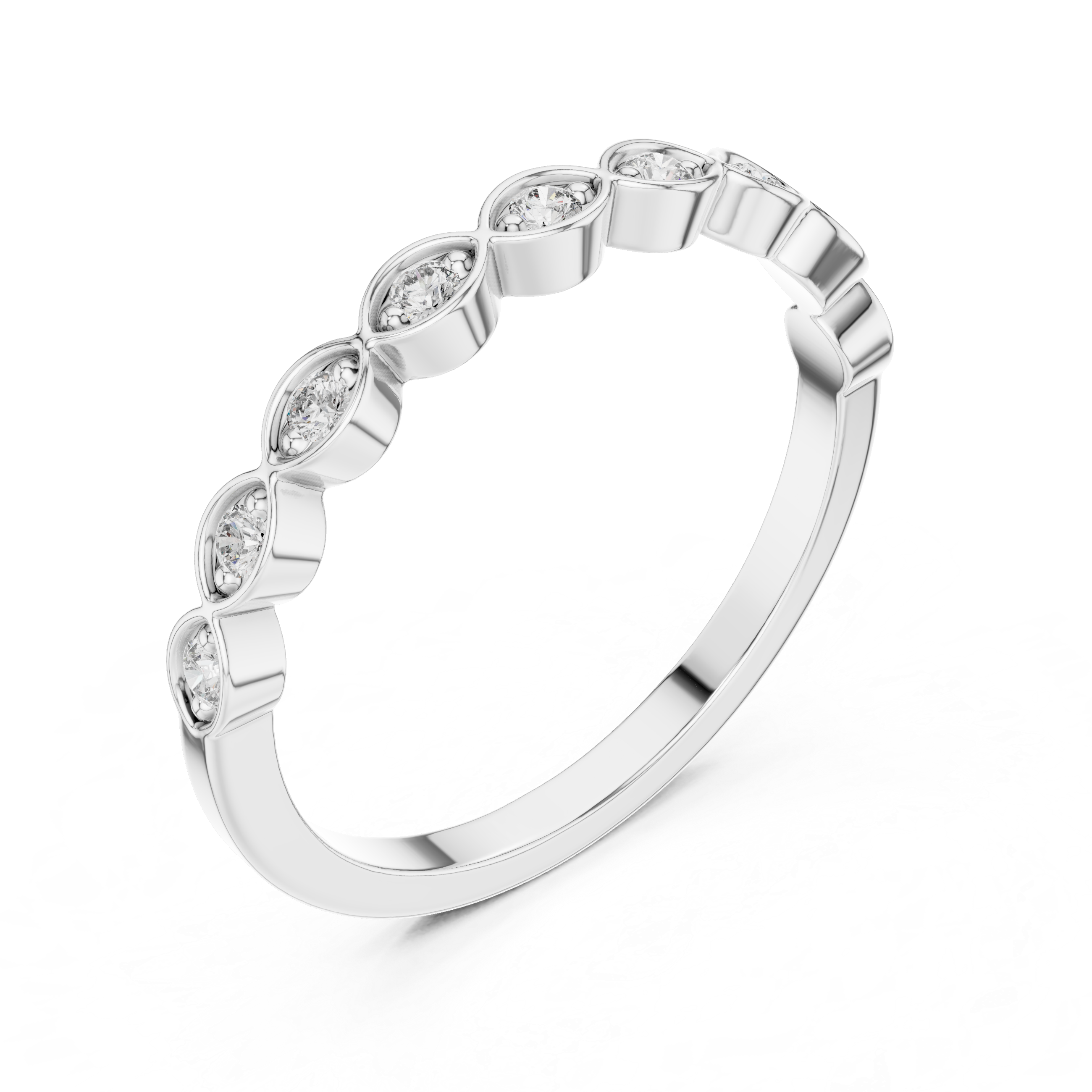 Alternating Diamond Eternity Band Ring in Sterling Silver