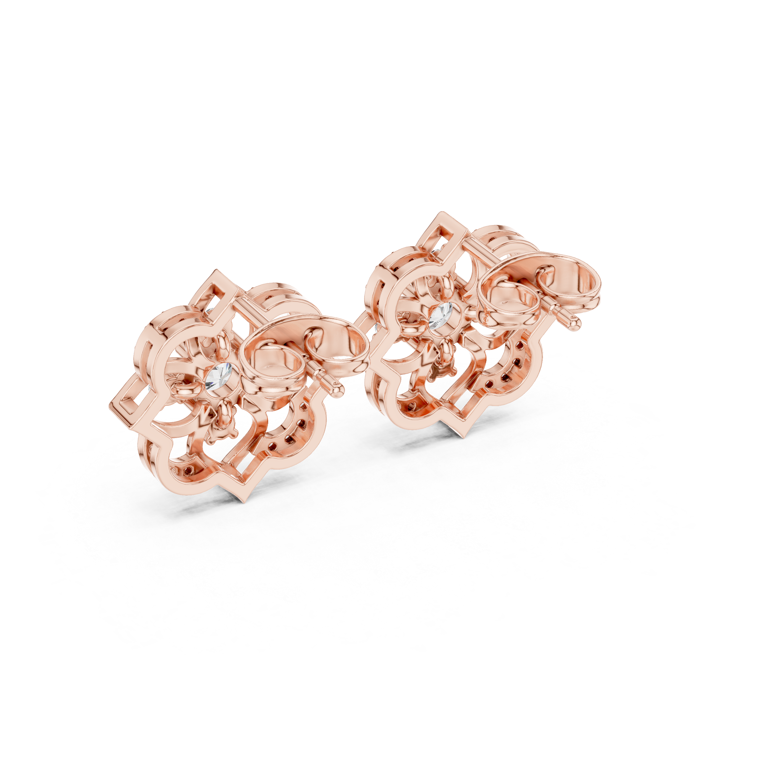 Vintage Floral Halo Diamond Stud Earrings