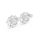 Vintage Floral Halo Diamond Stud Earrings