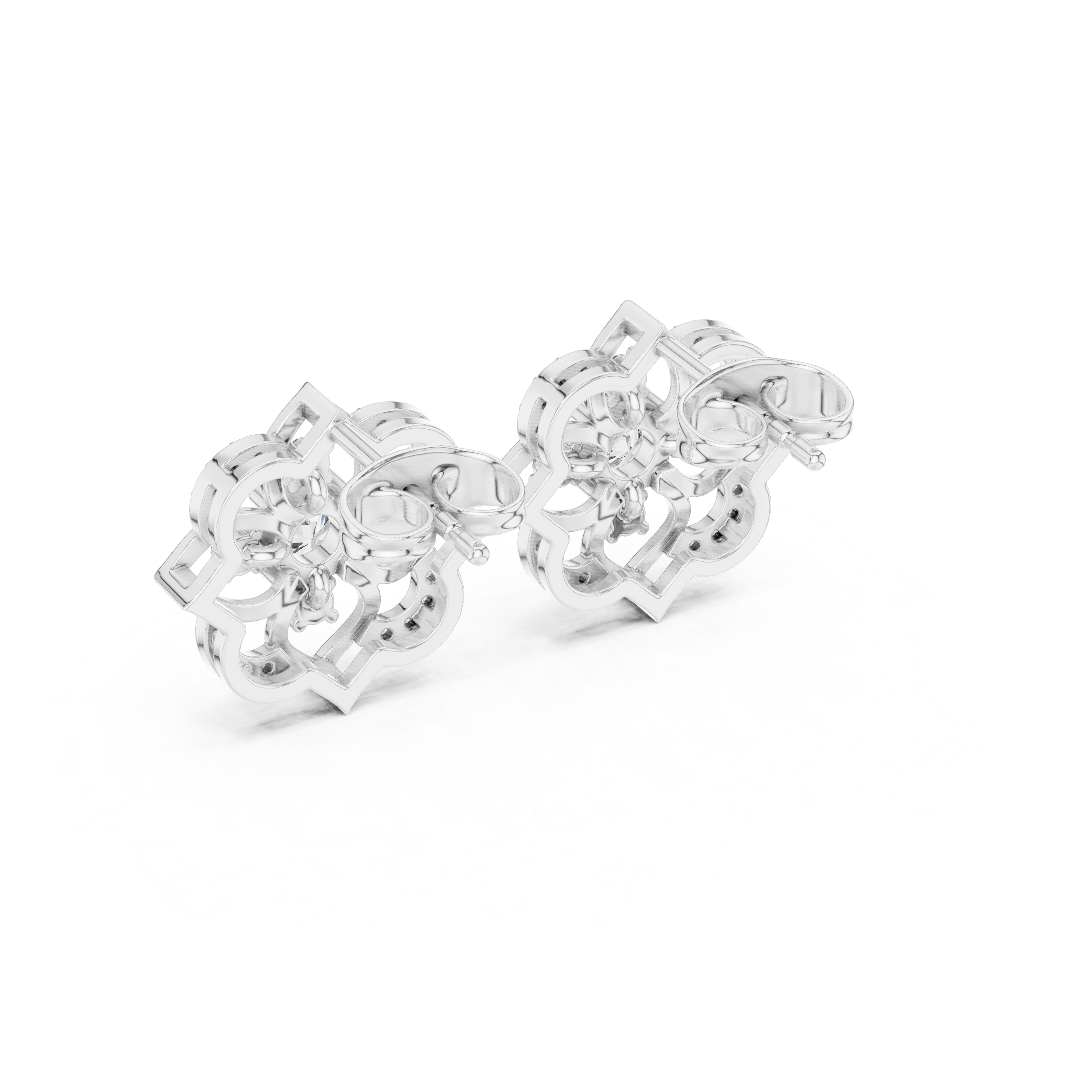 Vintage Floral Halo Diamond Stud Earrings
