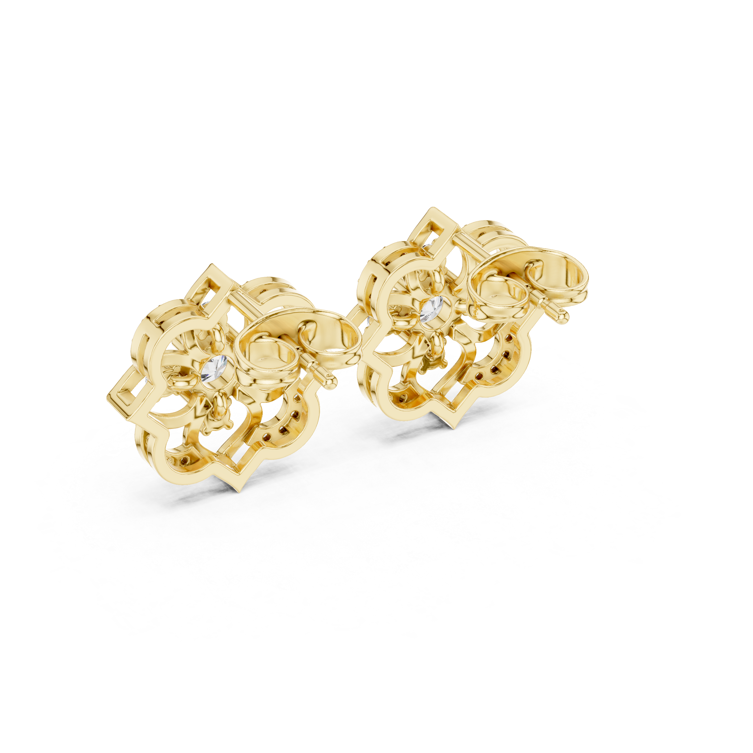 Vintage Floral Halo Diamond Stud Earrings