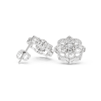 Vintage Floral Halo Diamond Stud Earrings