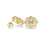 Vintage Floral Halo Diamond Stud Earrings