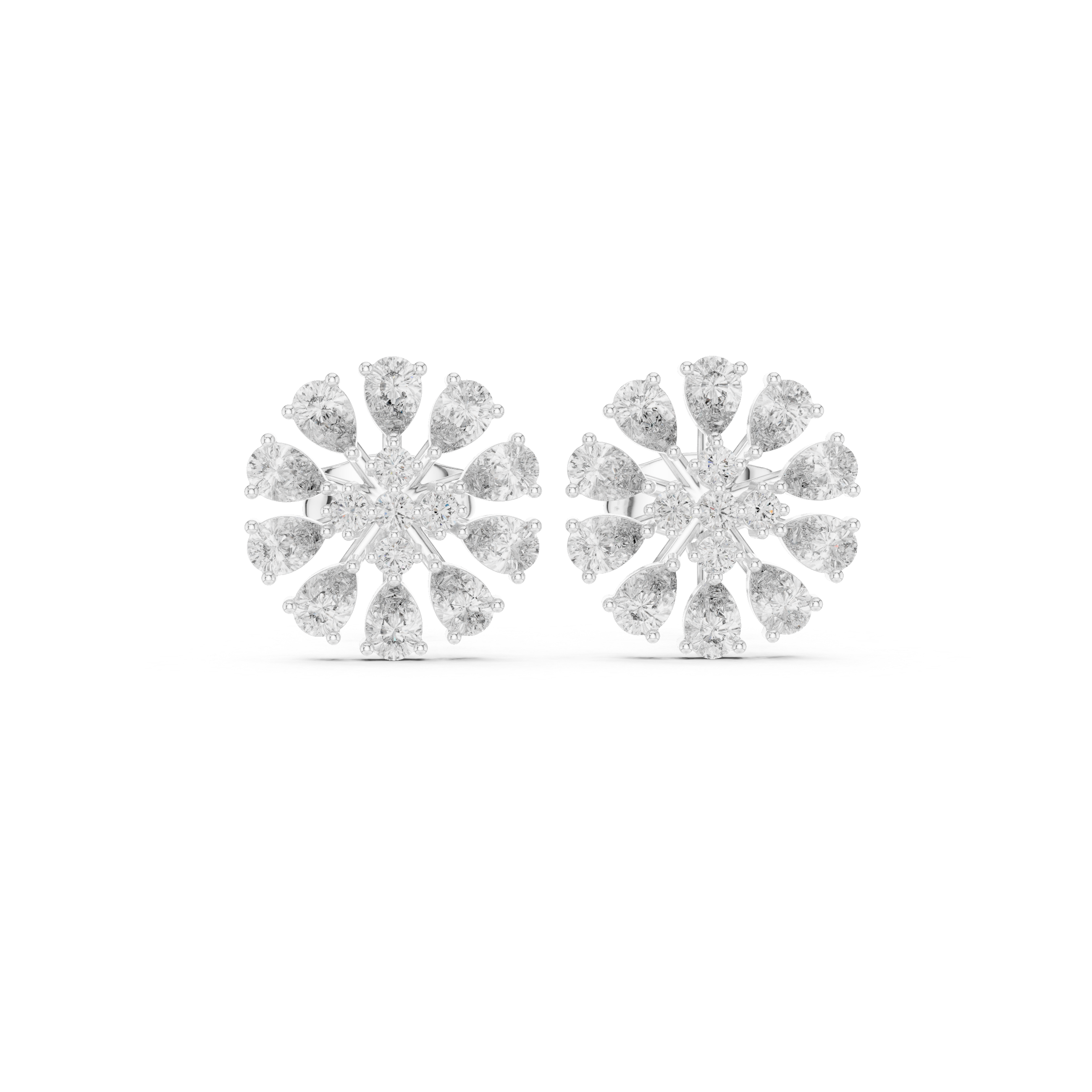 Floral Pear Diamond Stud Earrings