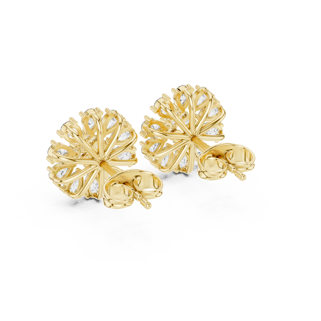 Floral Pear Diamond Stud Earrings