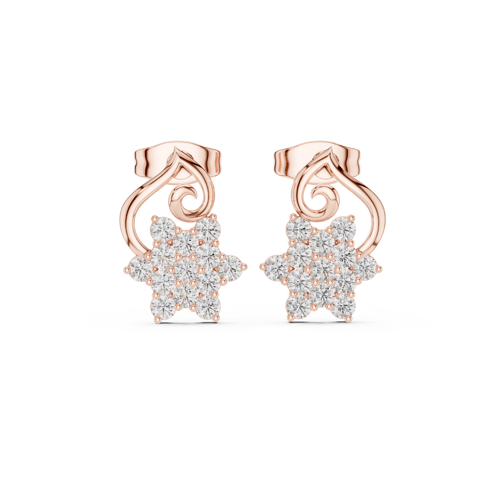 Vintage Floral Diamond Stud Earrings