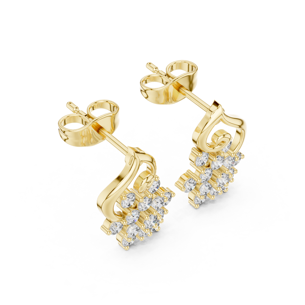 Vintage Floral Diamond Stud Earrings