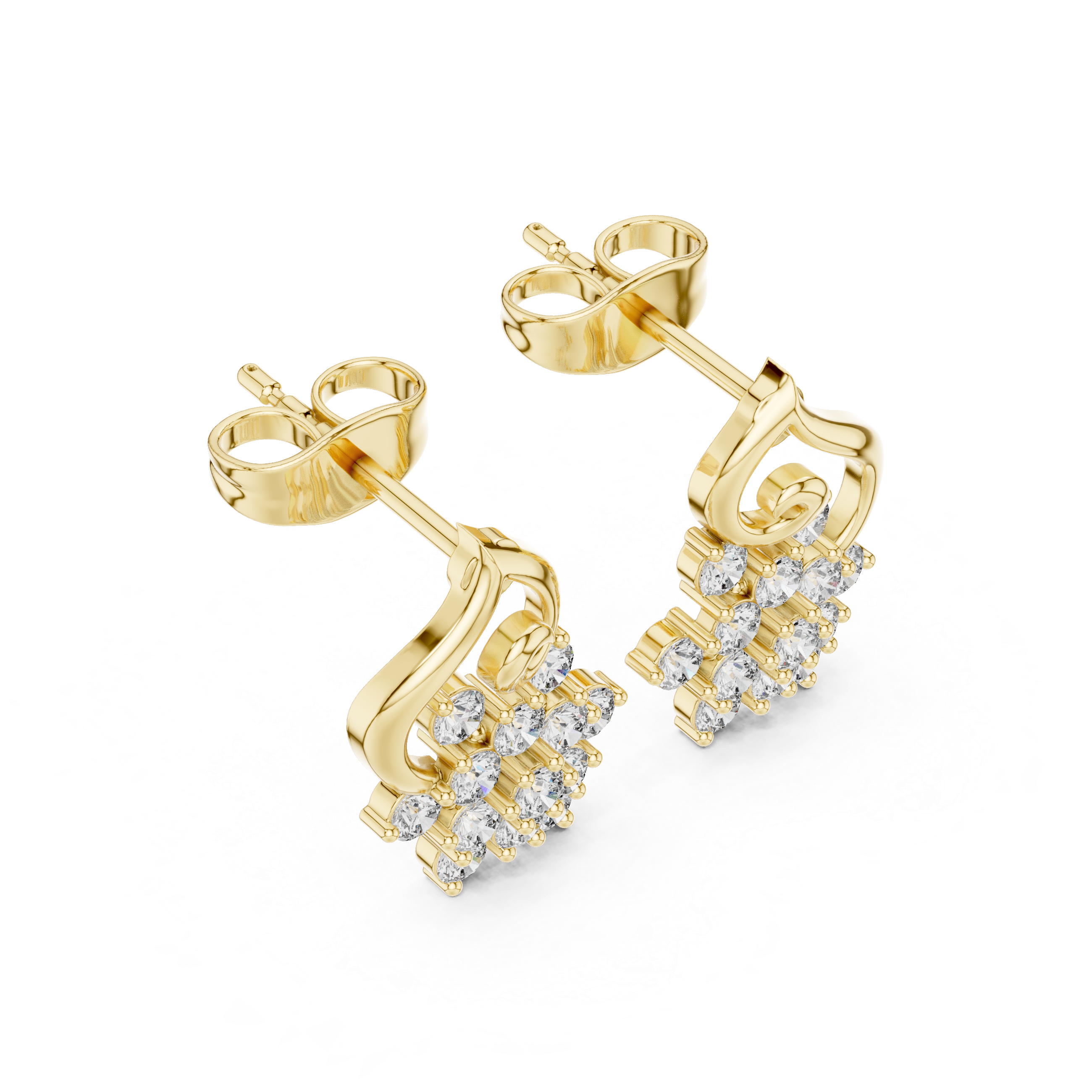 Vintage Floral Diamond Stud Earrings