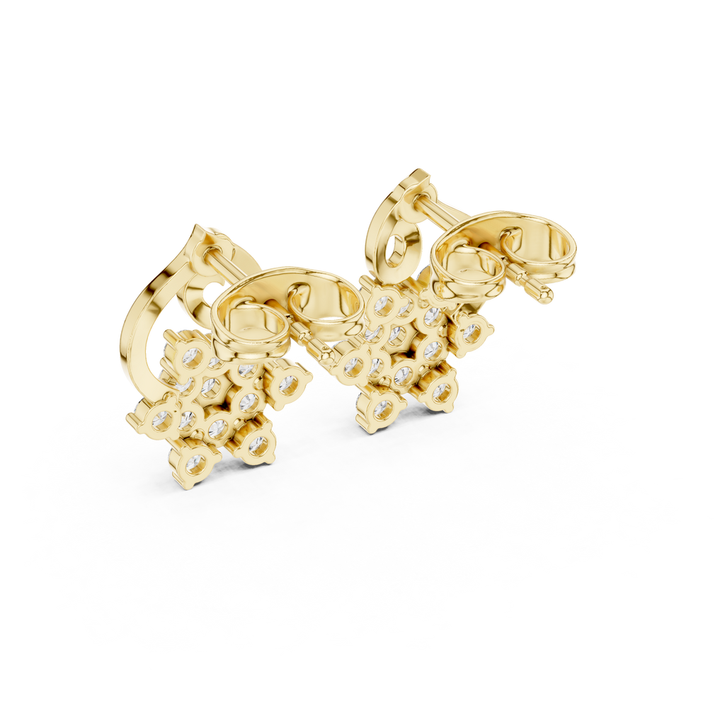 Vintage Floral Diamond Stud Earrings