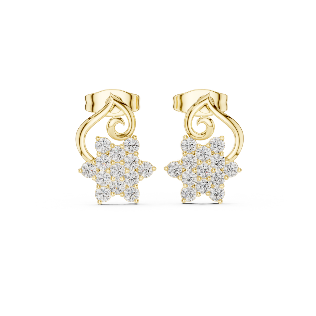 Vintage Floral Diamond Stud Earrings