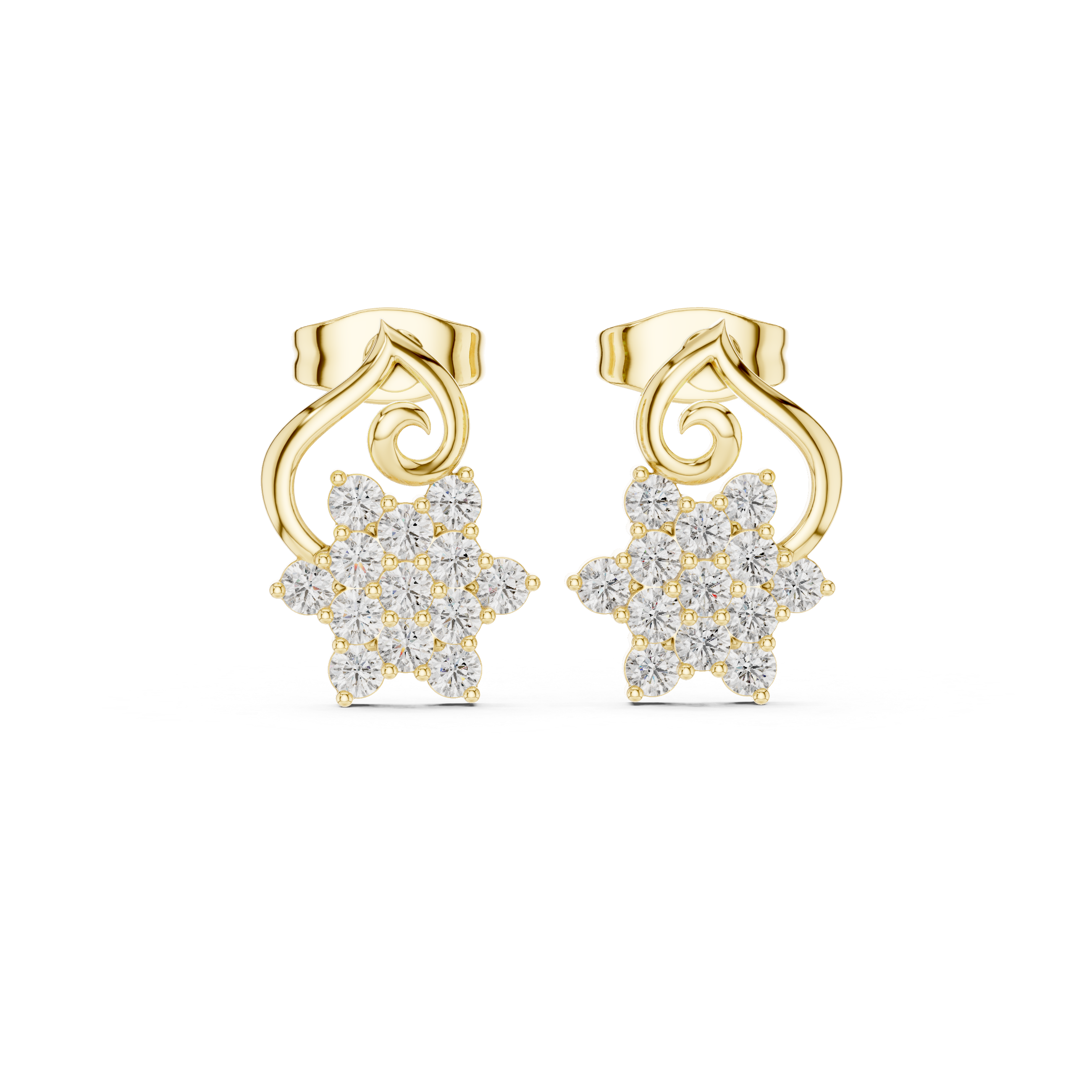 Vintage Floral Diamond Stud Earrings