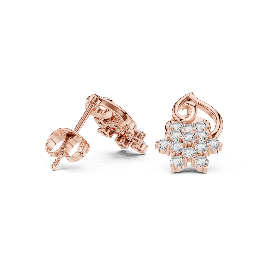 Vintage Floral Diamond Stud Earrings