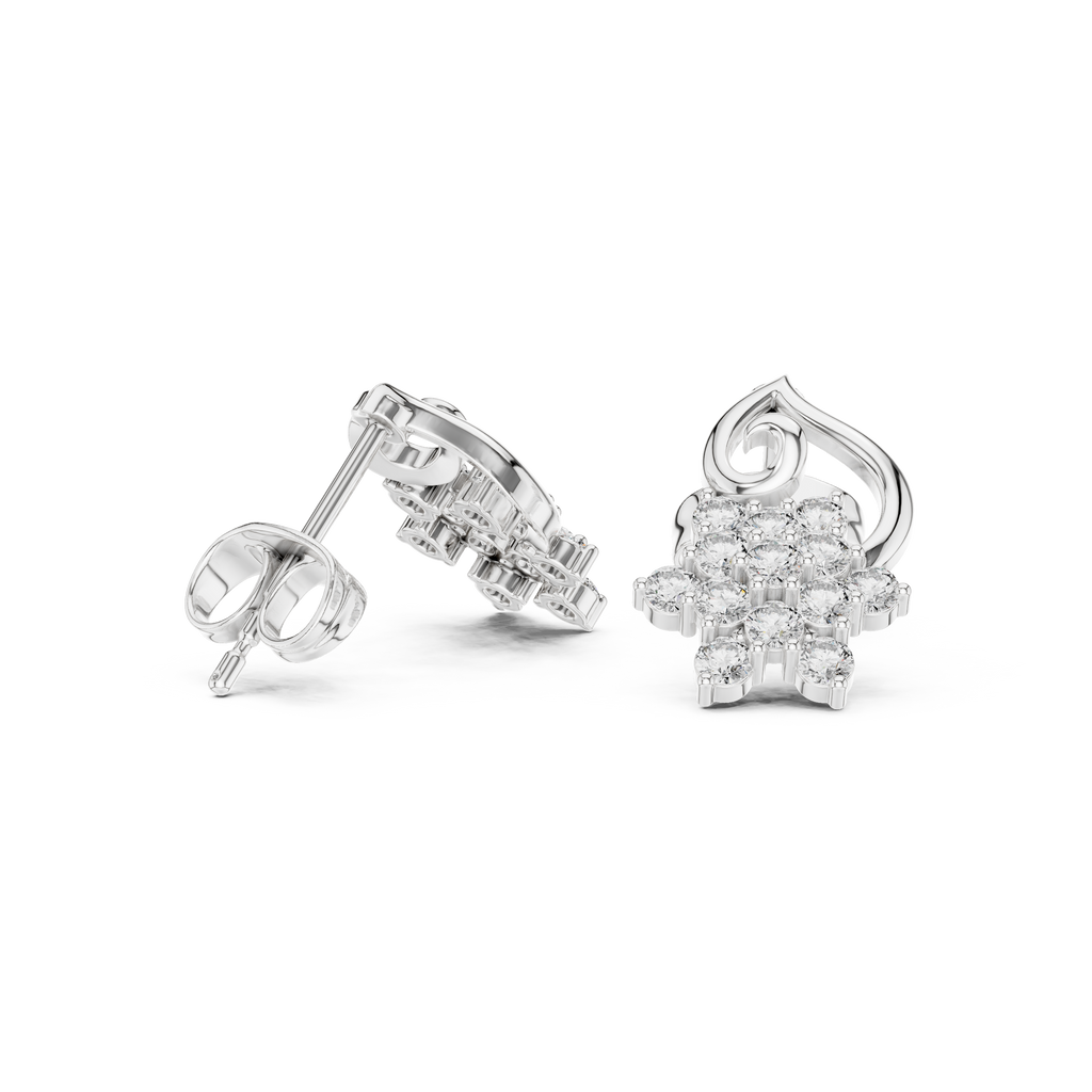 Vintage Floral Diamond Stud Earrings