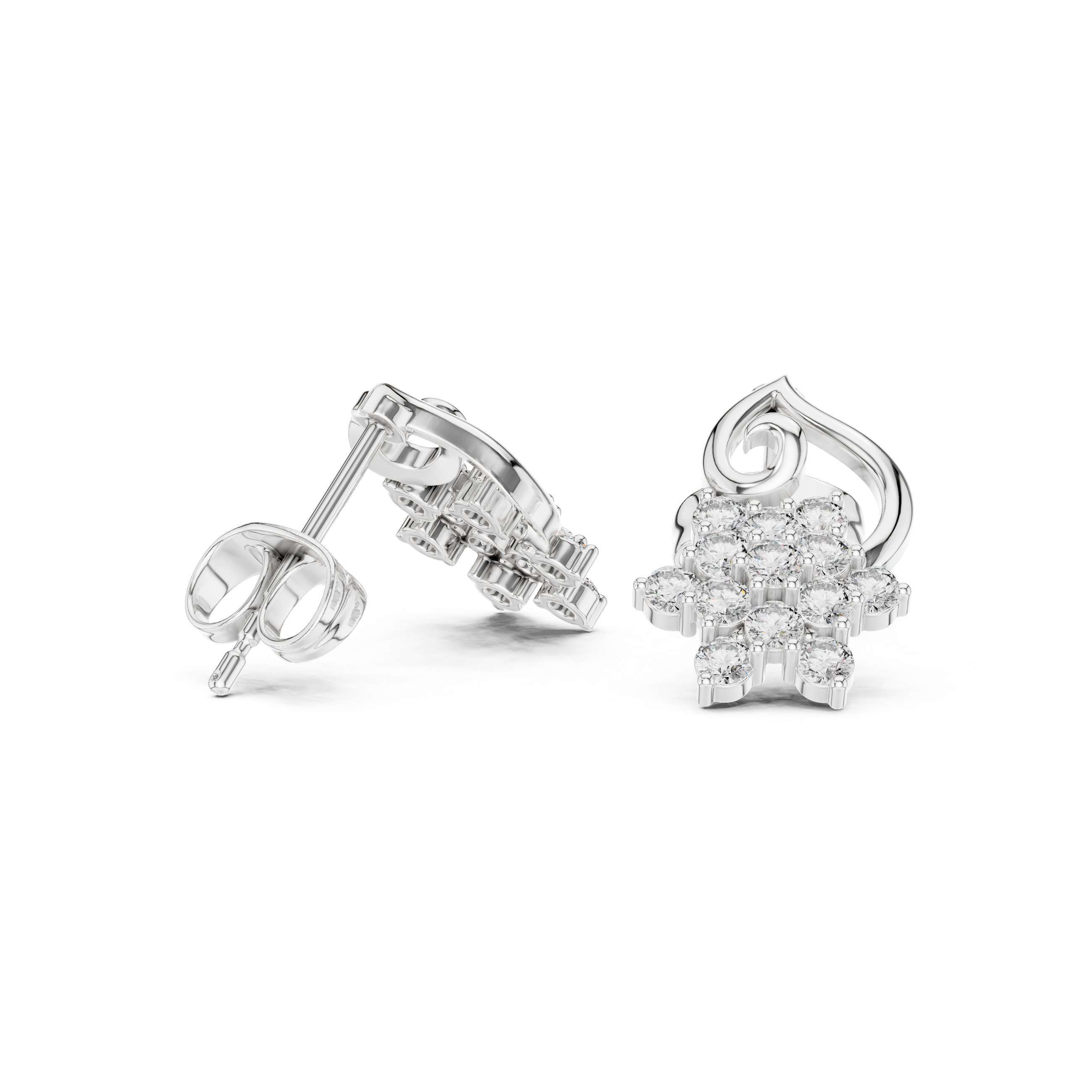 Vintage Floral Diamond Stud Earrings