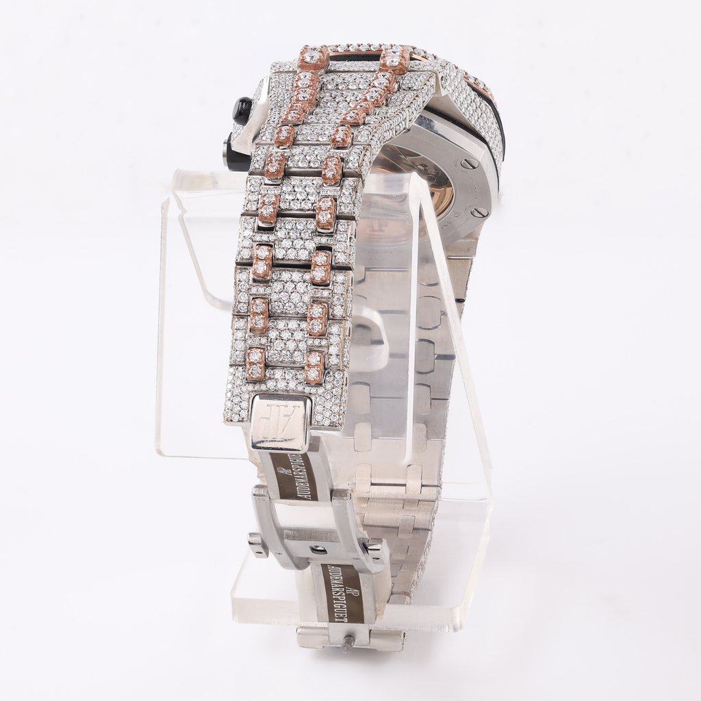 Two-Tone Fully Iced-Out Moissanite Chronograph Watch