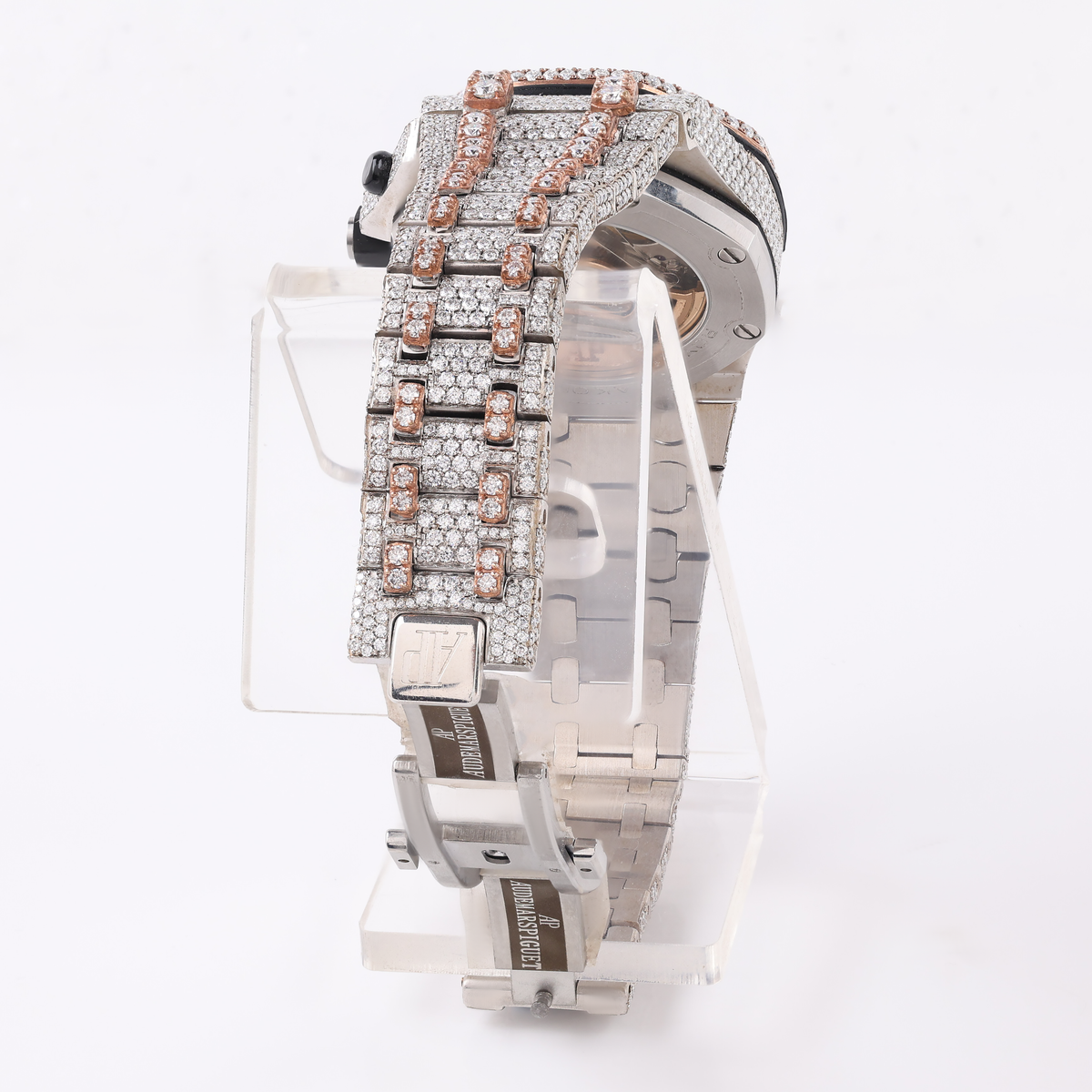 Two-Tone Fully Iced-Out Moissanite Chronograph Watch – view 4 of 4, lab grown diamond jewelry | Jewelix Atelier