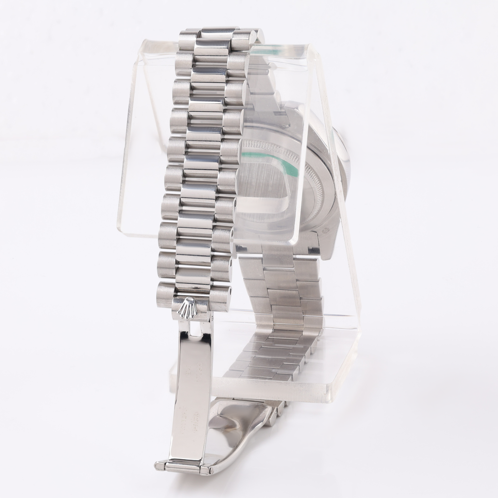 Silver Moissanite Bezel Day-Date Watch