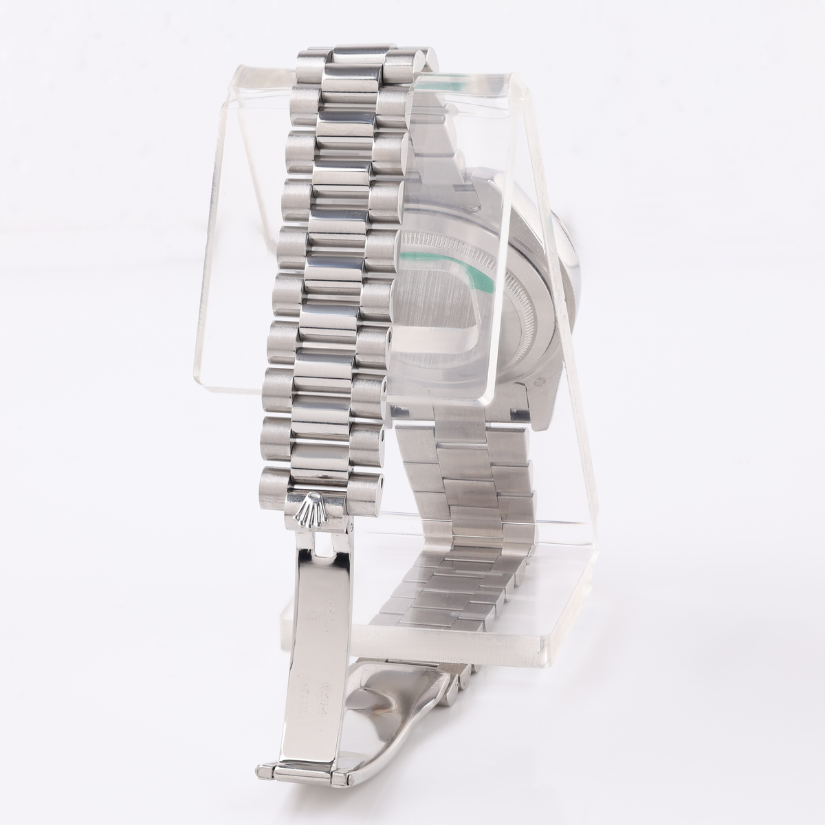 Silver Moissanite Bezel Day-Date Watch