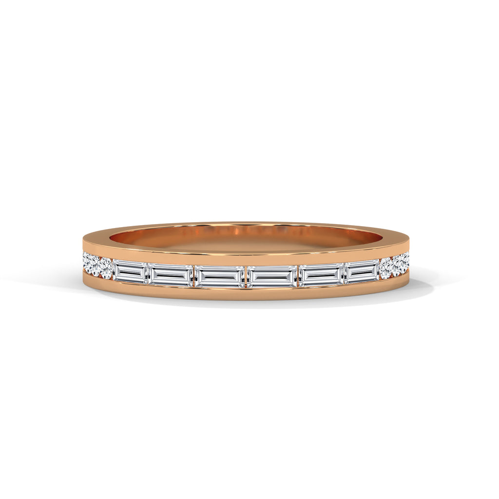 Baguette & Round Diamond Band Ring
