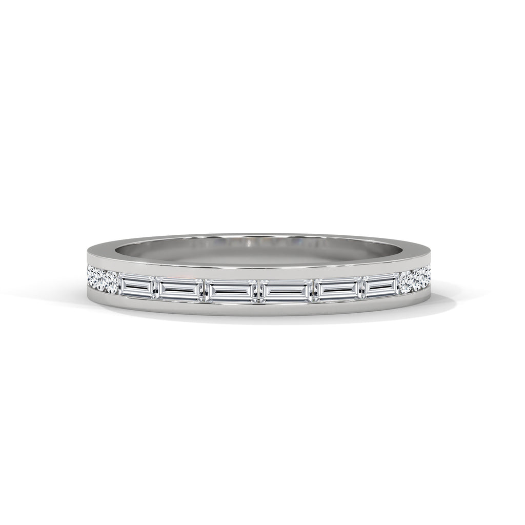Baguette & Round Diamond Band Ring