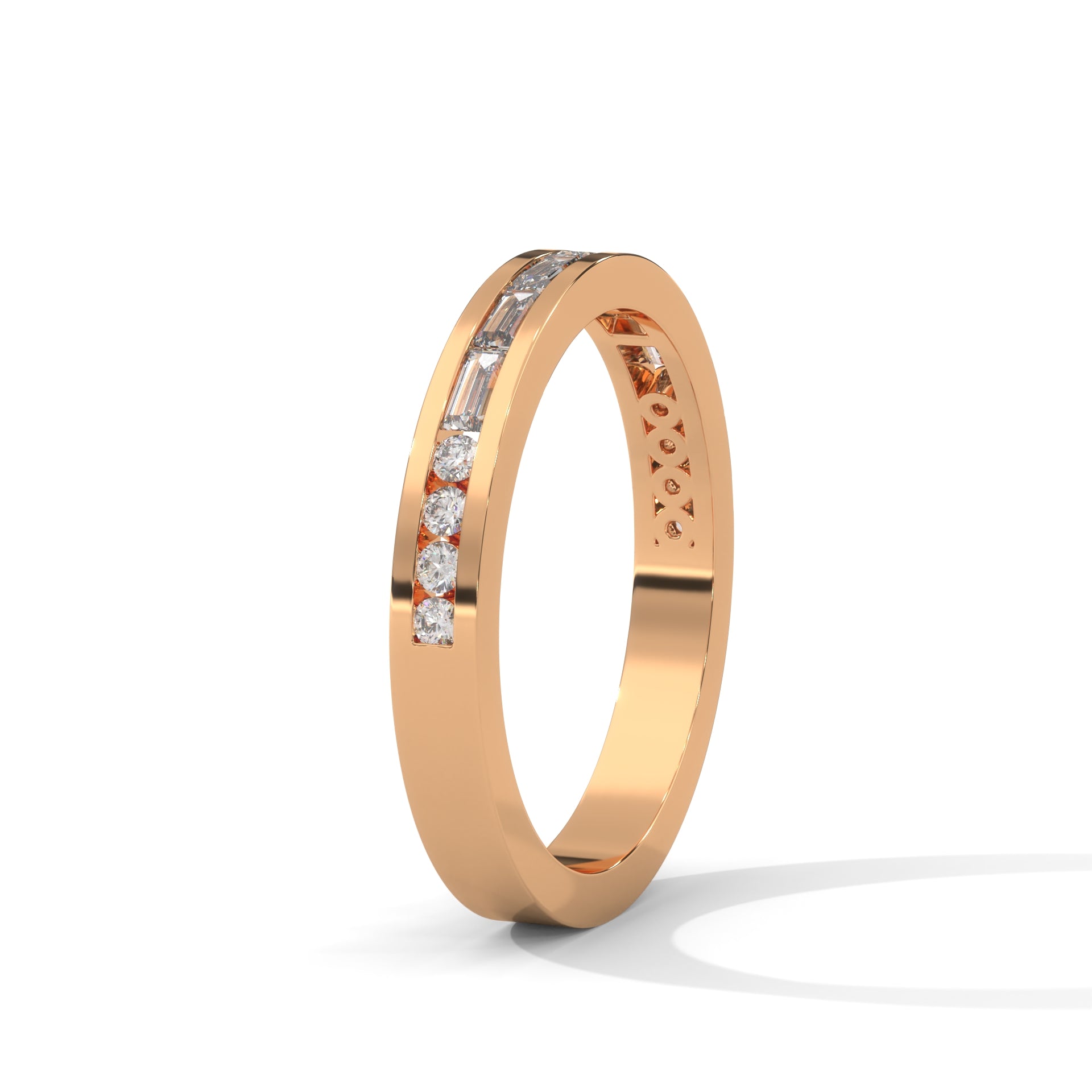 Baguette & Round Diamond Band Ring