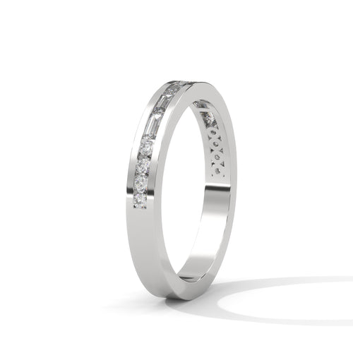 Baguette & Round Diamond Band Ring