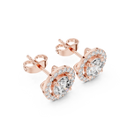 Round Halo Diamond Stud Earrings
