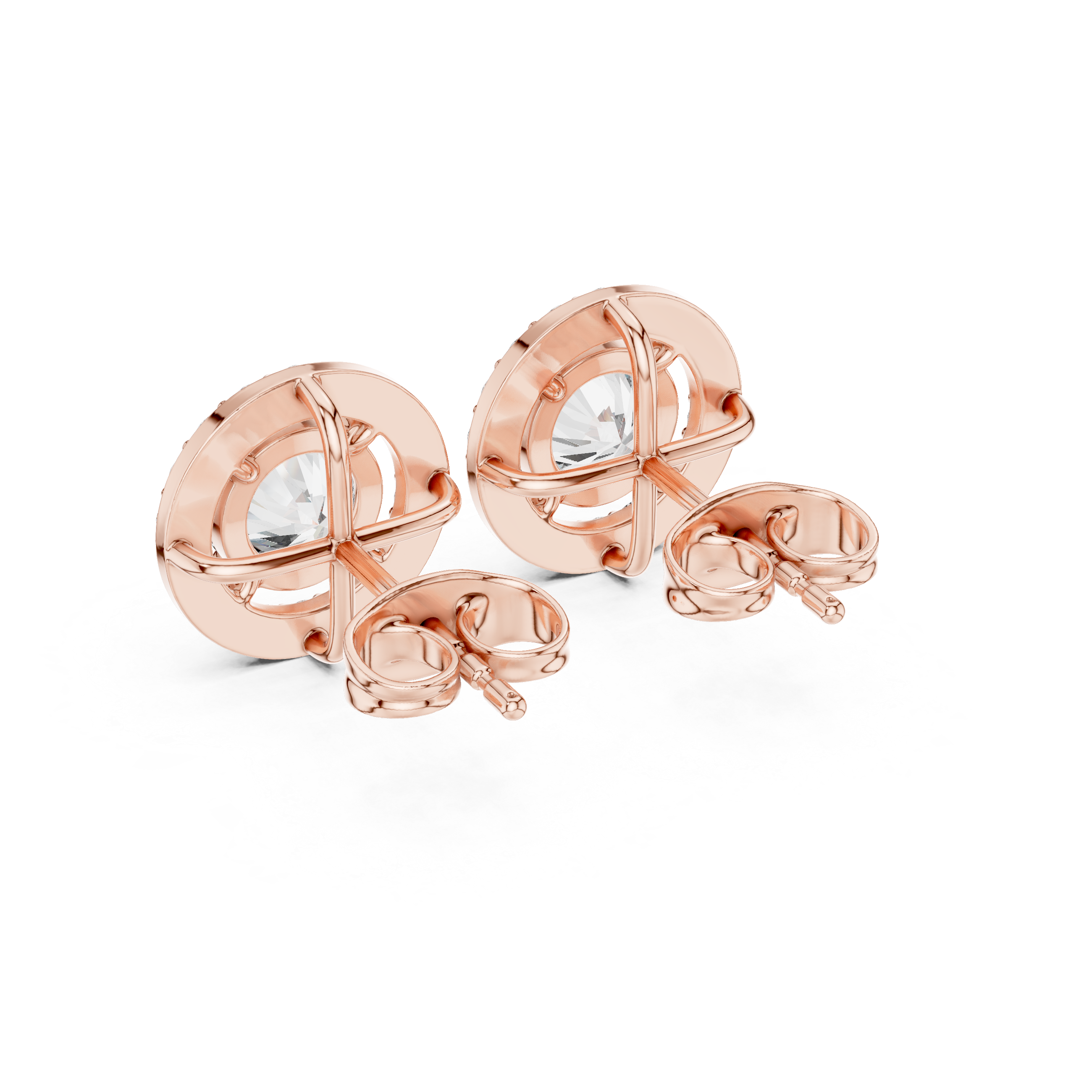 Round Halo Diamond Stud Earrings