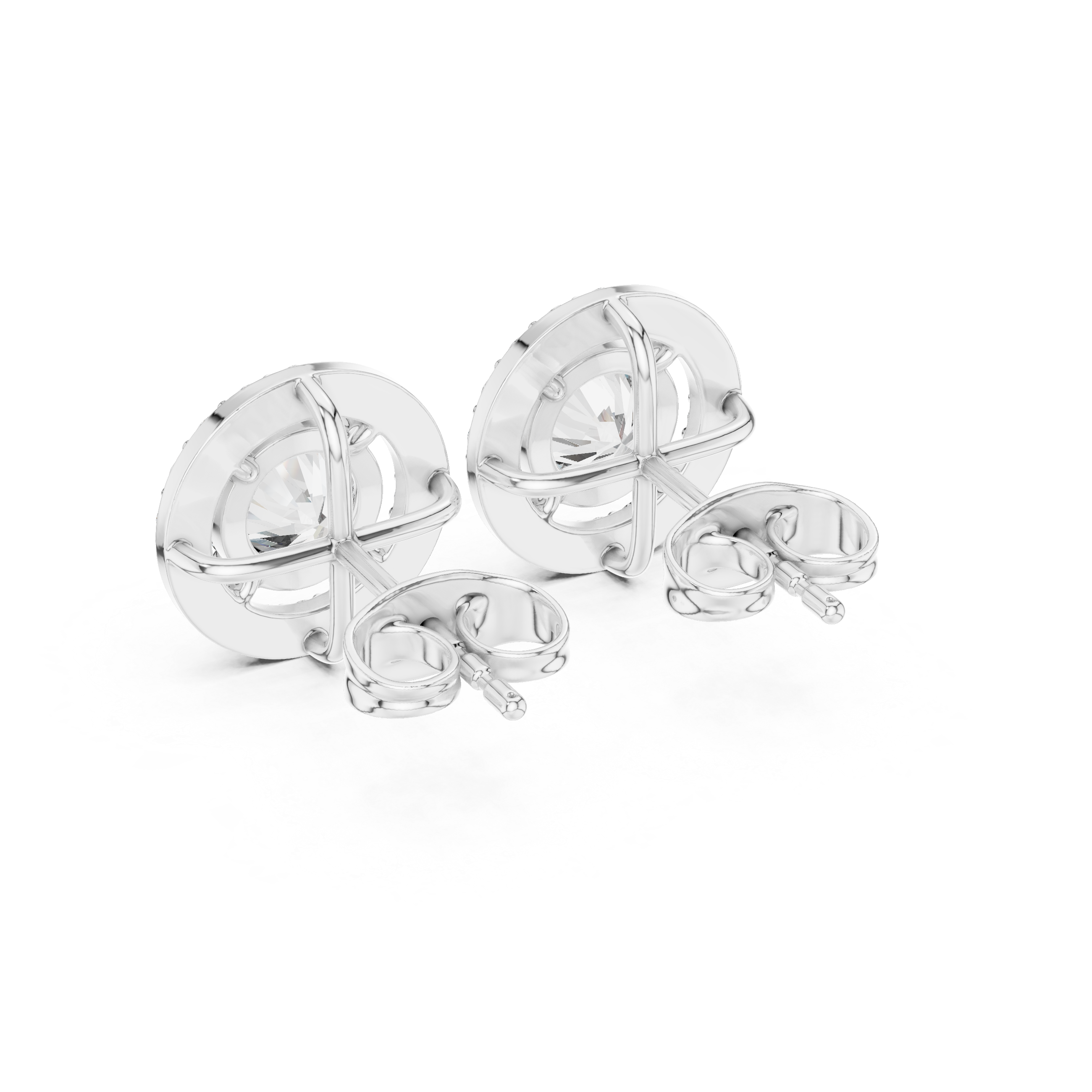 Round Halo Diamond Stud Earrings