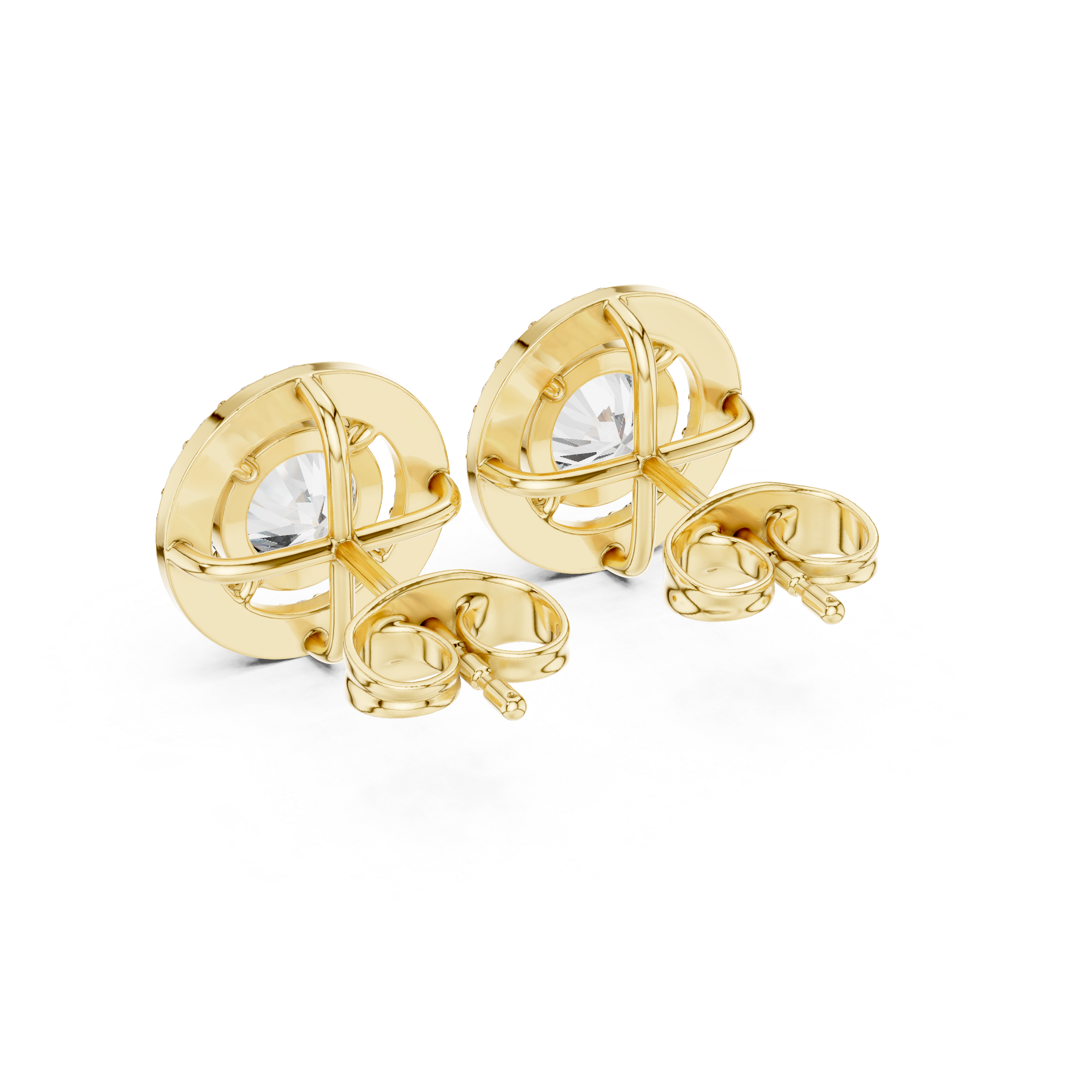 Round Halo Diamond Stud Earrings