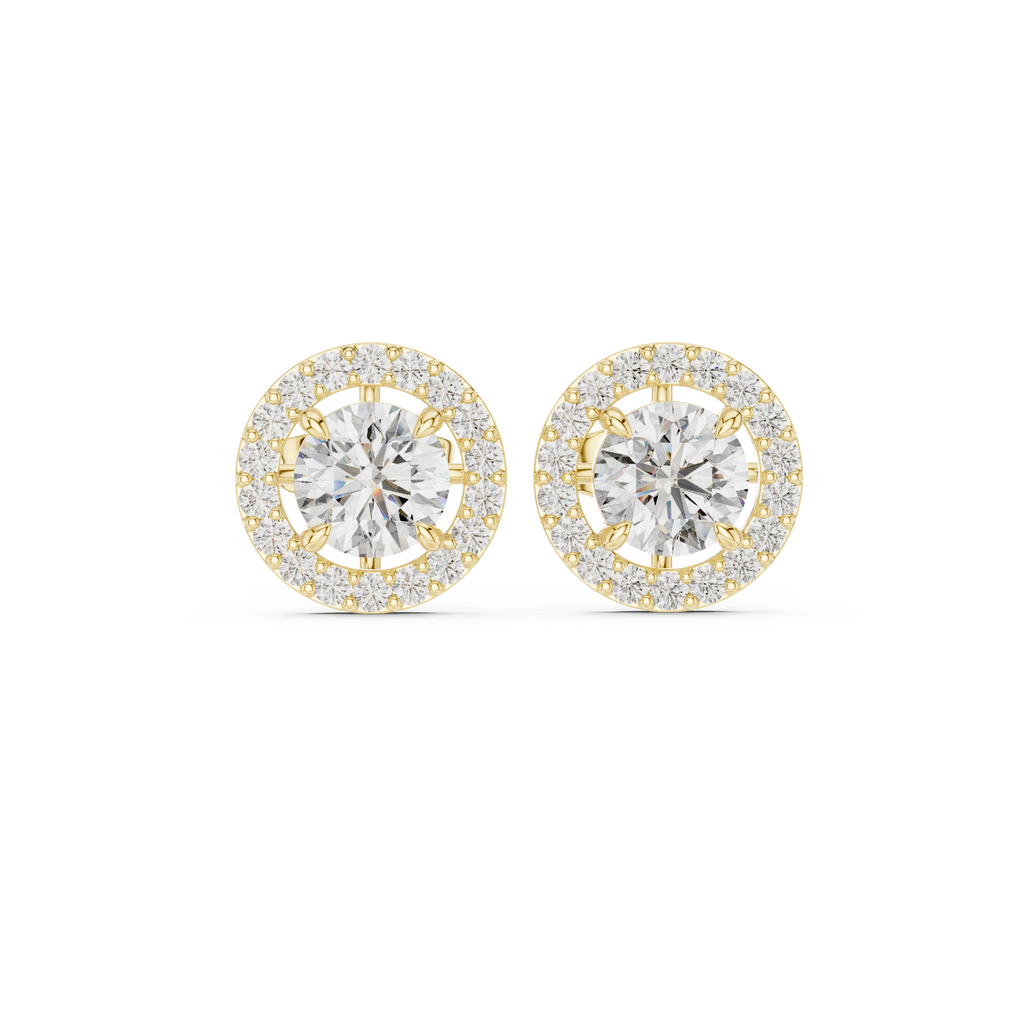 Round Halo Diamond Stud Earrings