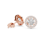 Round Halo Diamond Stud Earrings
