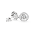 Round Halo Diamond Stud Earrings