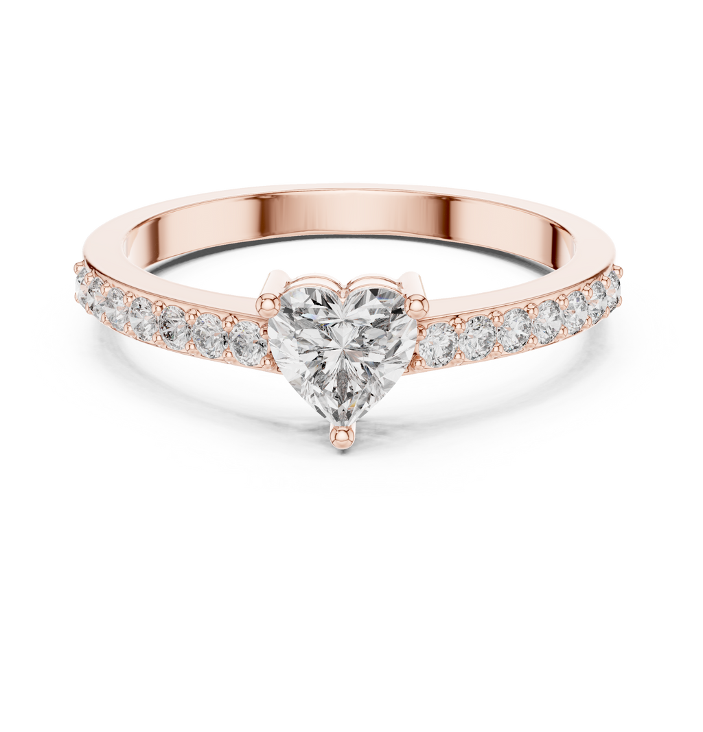 0.66 CT Heart Cut Diamond Pavé Engagement Ring