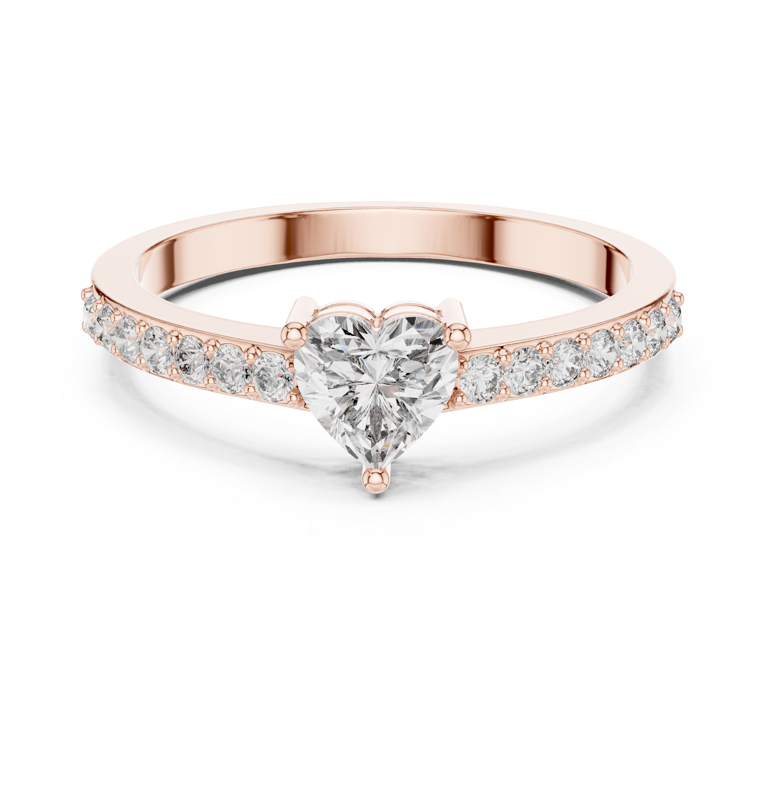 0.66 CT Heart Cut Diamond Pavé Engagement Ring