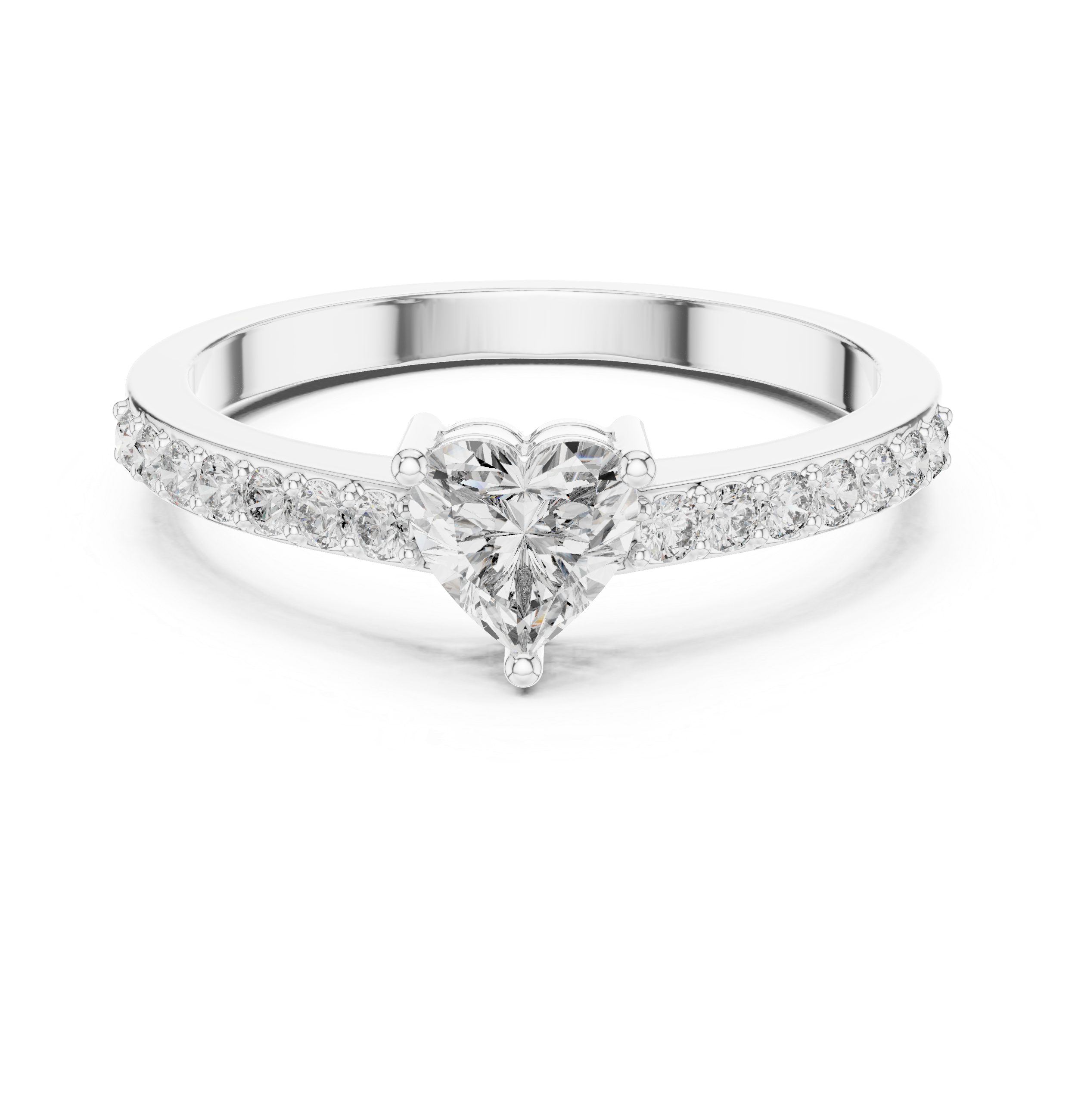 0.66 CT Heart Cut Diamond Pavé Engagement Ring