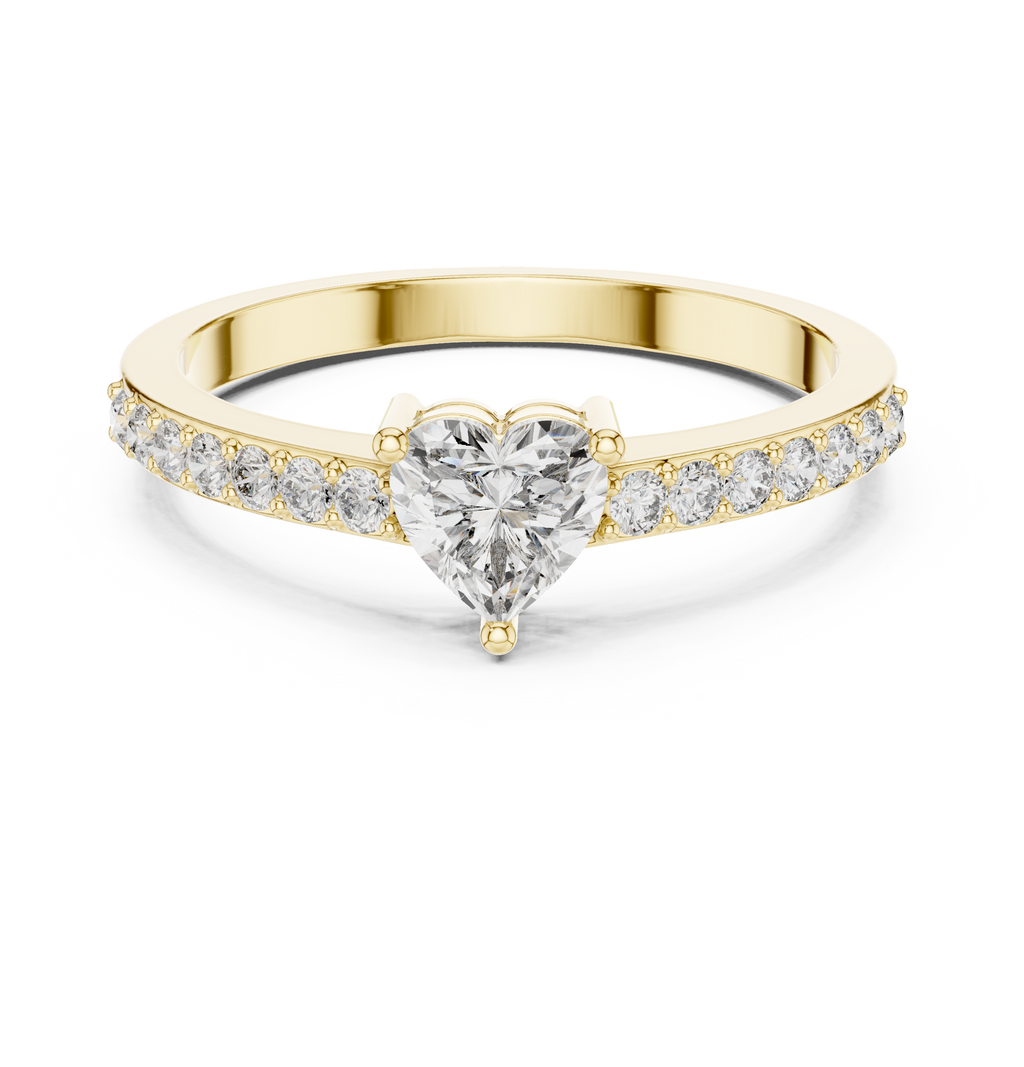 0.66 CT Heart Cut Diamond Pavé Engagement Ring