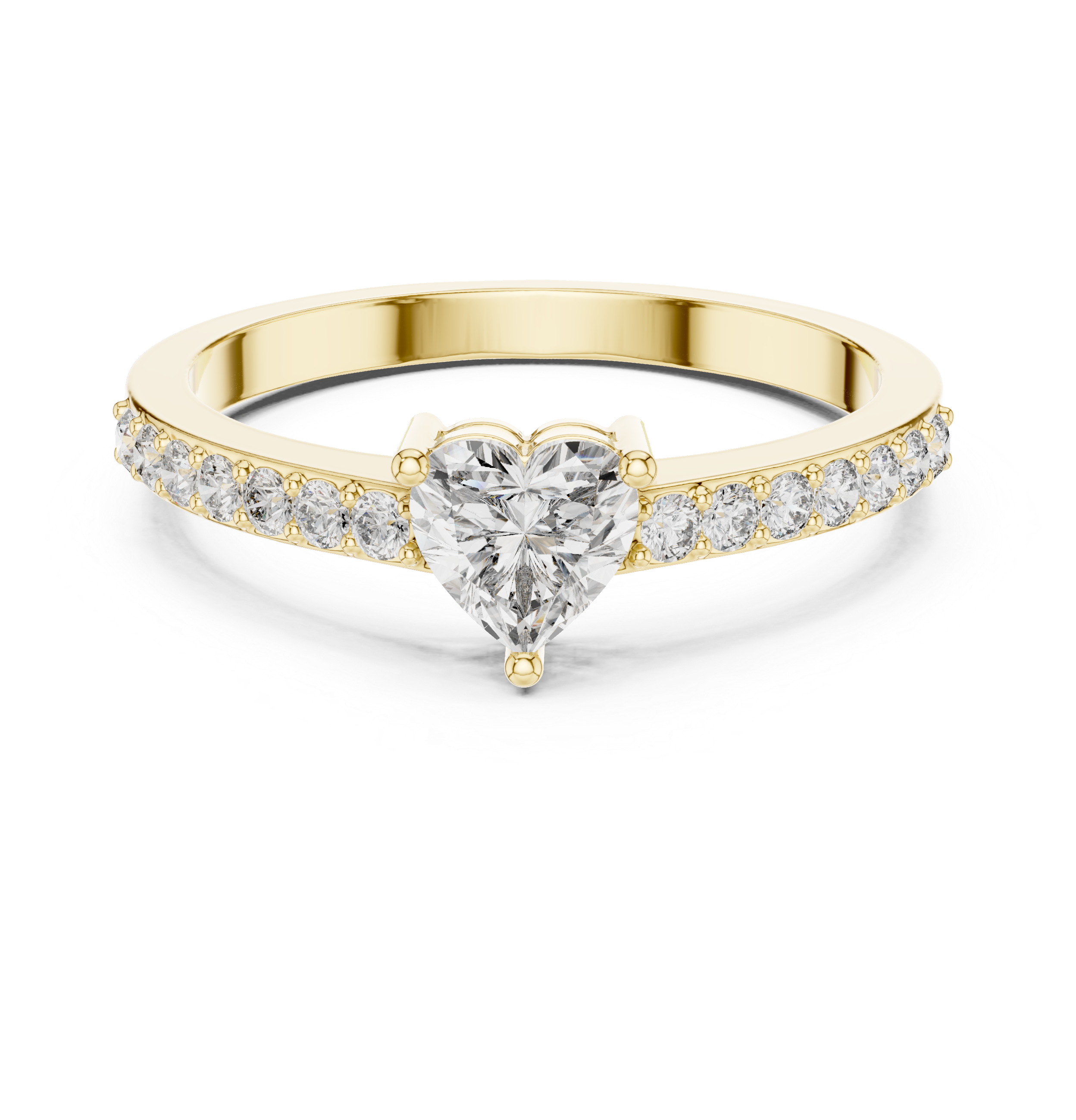 0.66 CT Heart Cut Diamond Pavé Engagement Ring