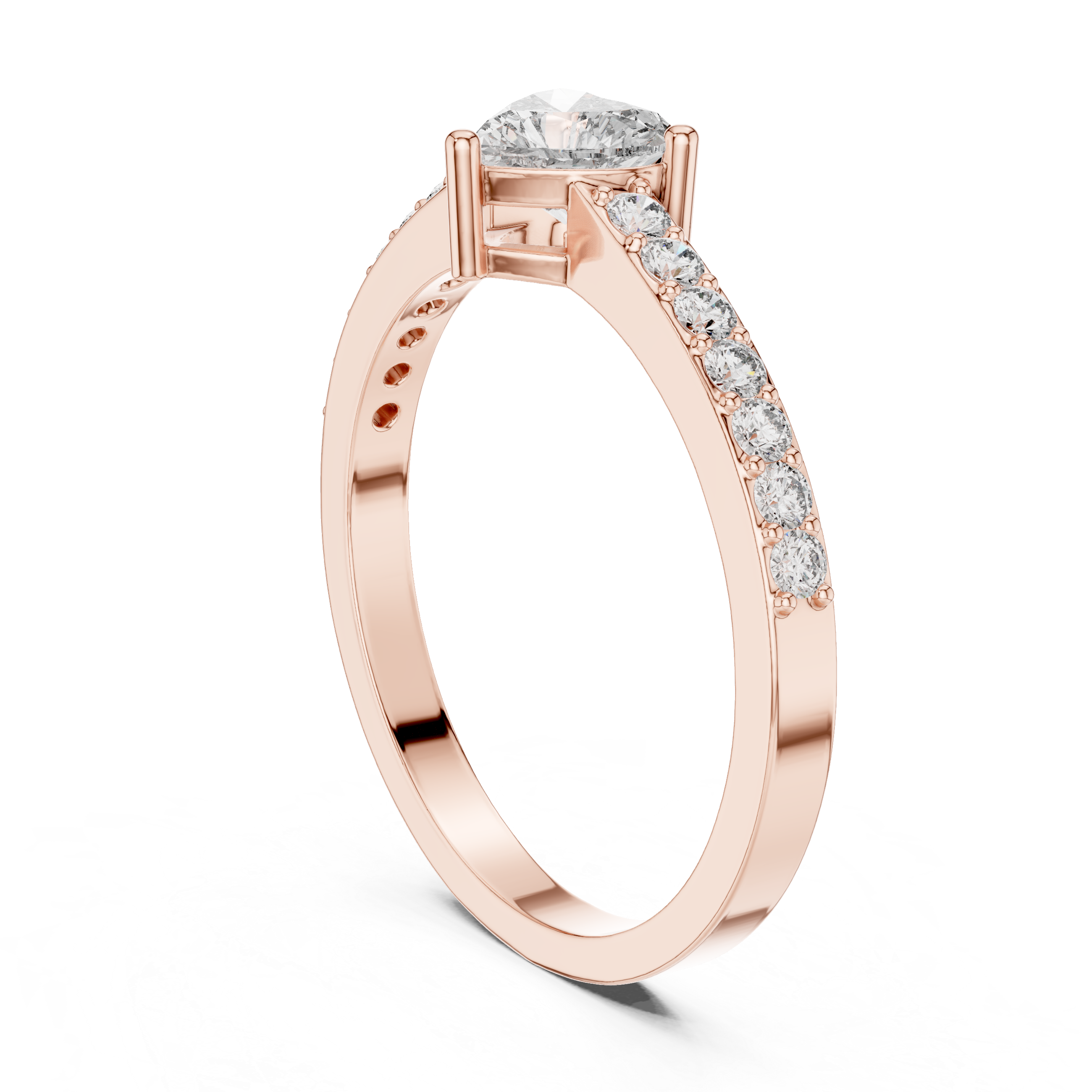 0.66 CT Heart Cut Diamond Pavé Engagement Ring